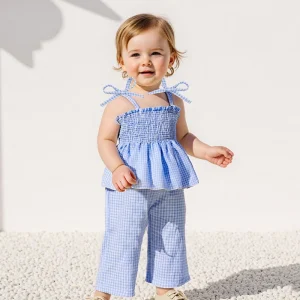 Girl Sleeveless Top, Elastic Waist Pants Outfit Set